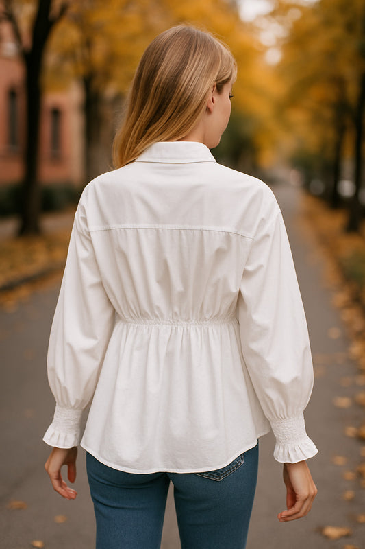 Πουκάμισο ποπλίνα με jean & strass λεπτομέρειες