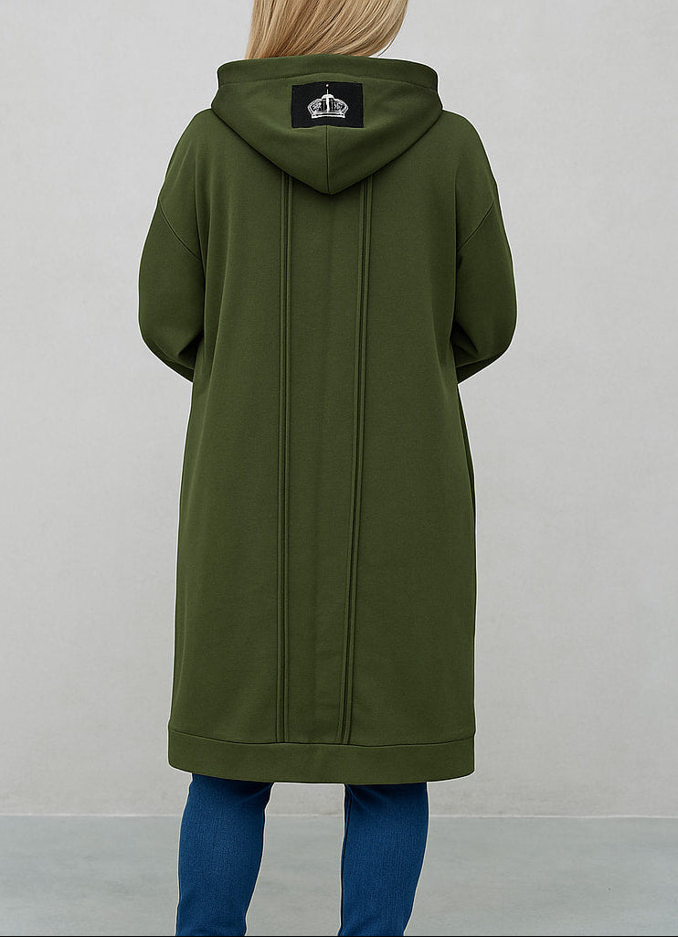 Ζακέτα φούτερ midi με κουκούλα