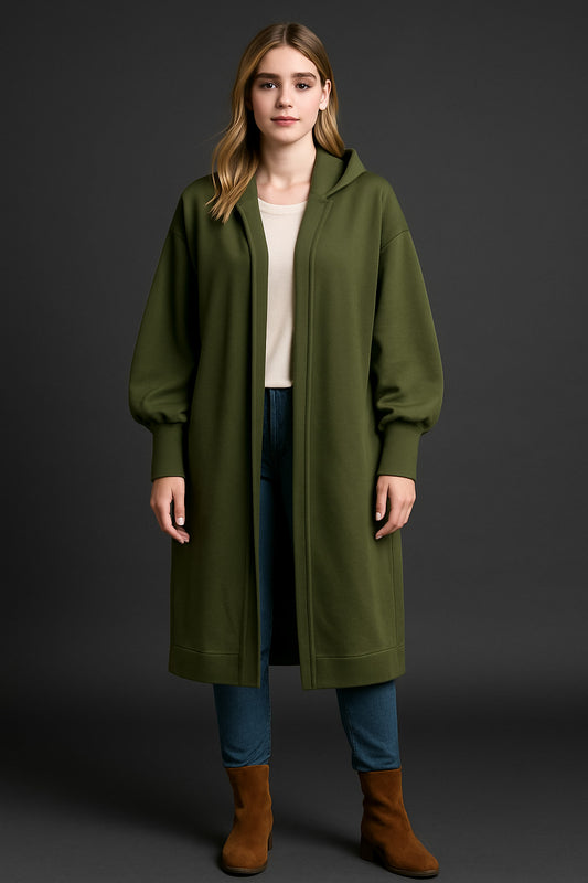 Ζακέτα φούτερ midi με κουκούλα