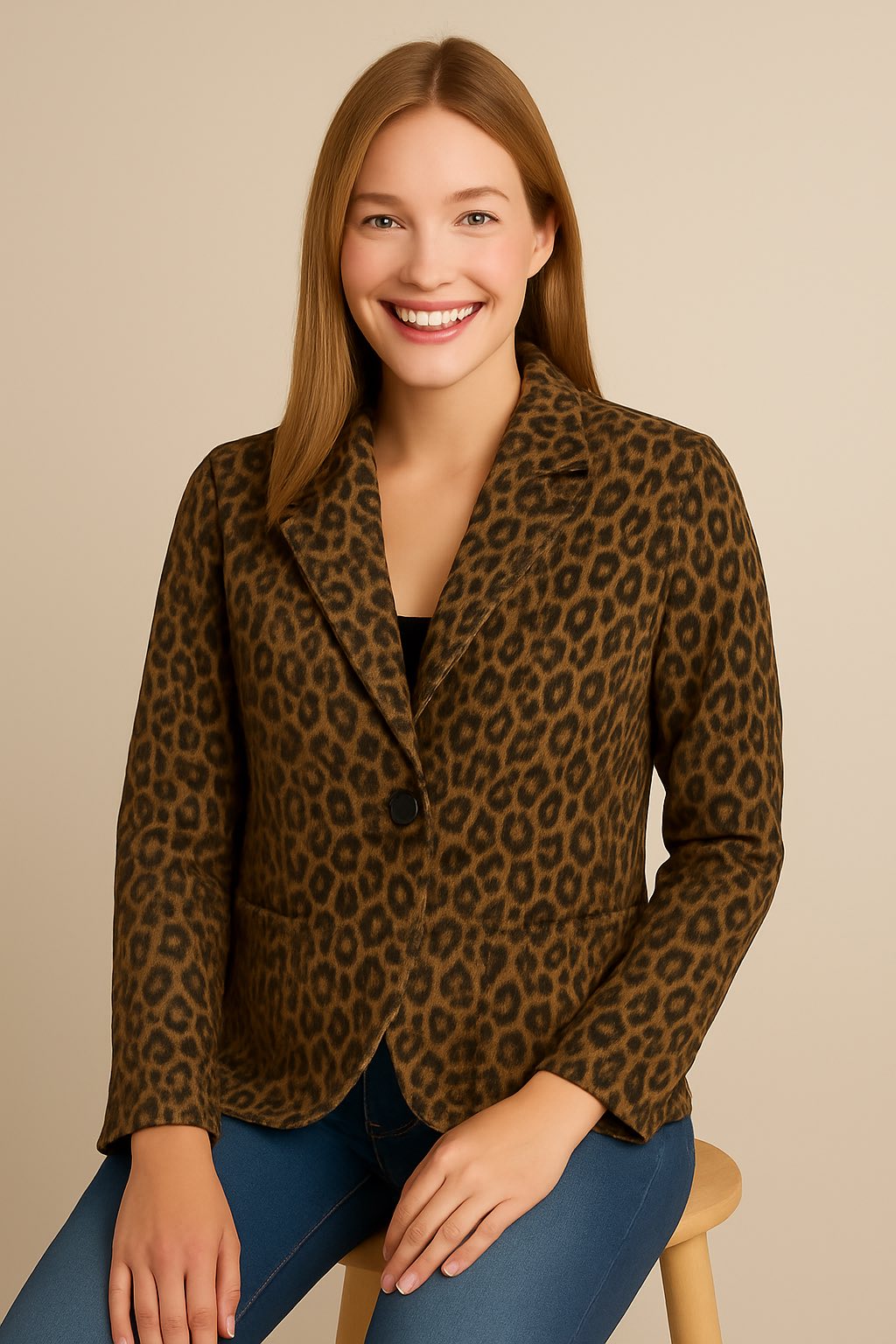 Blazer κοτλέ animal printed