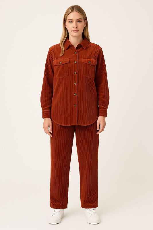 Σετ κοτλέ πουκάμισο - παντελόνι