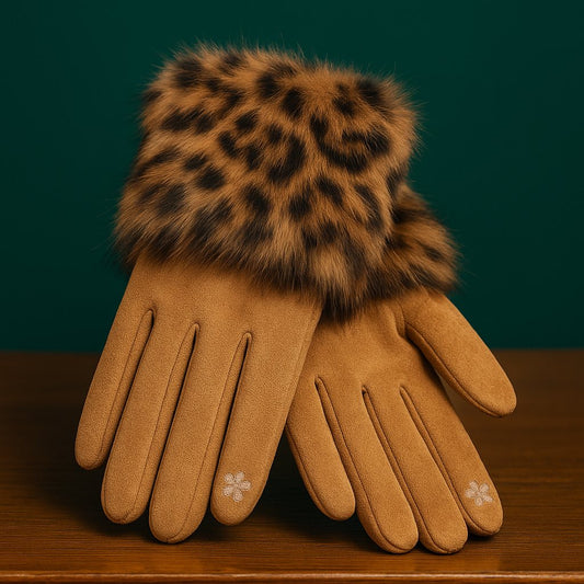 Γάντια suede με γούνα