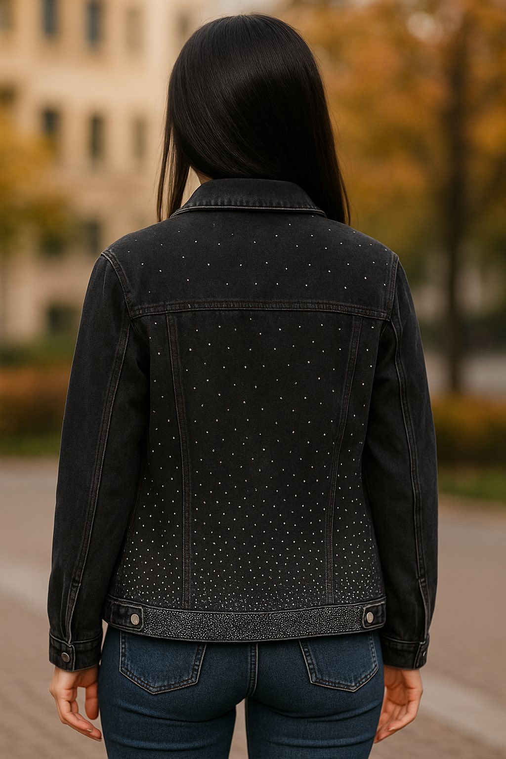 Jacket jean βαμβακερό με strass