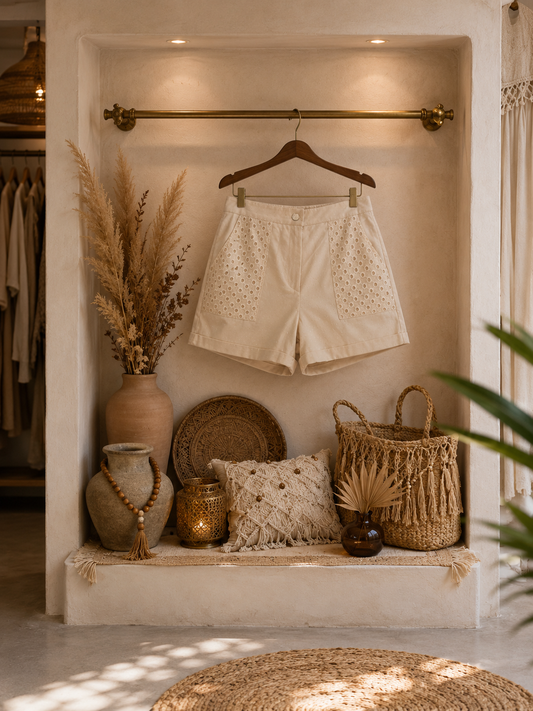 Σετ γιλέκο - shorts jean cotton embroidery