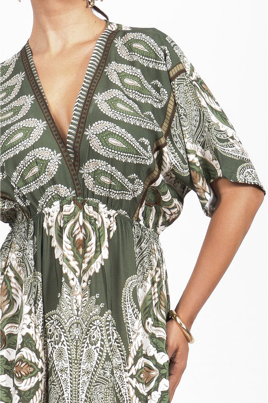 Φόρεμα maxi croise λαχούρ printed