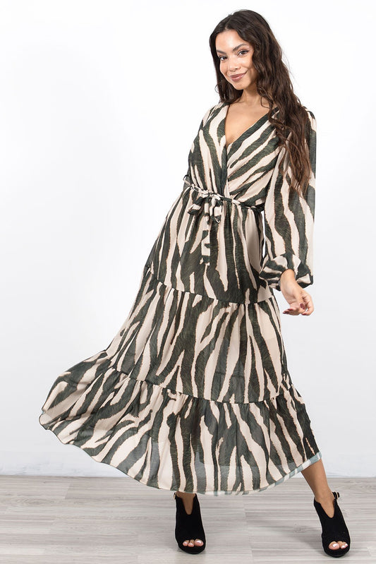 Φόρεμα maxi croise animal printed