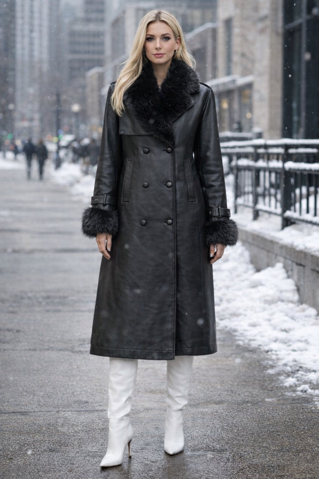 Ημίπαλτο δερματίνης με γούνα