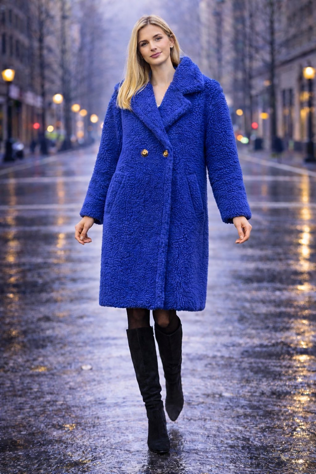 Παλτό μπουκλέ με όγκο