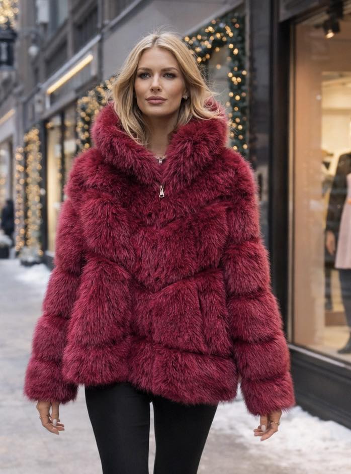 Jacket loose faux fur