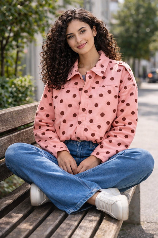 Bomber jacket cropped πουά