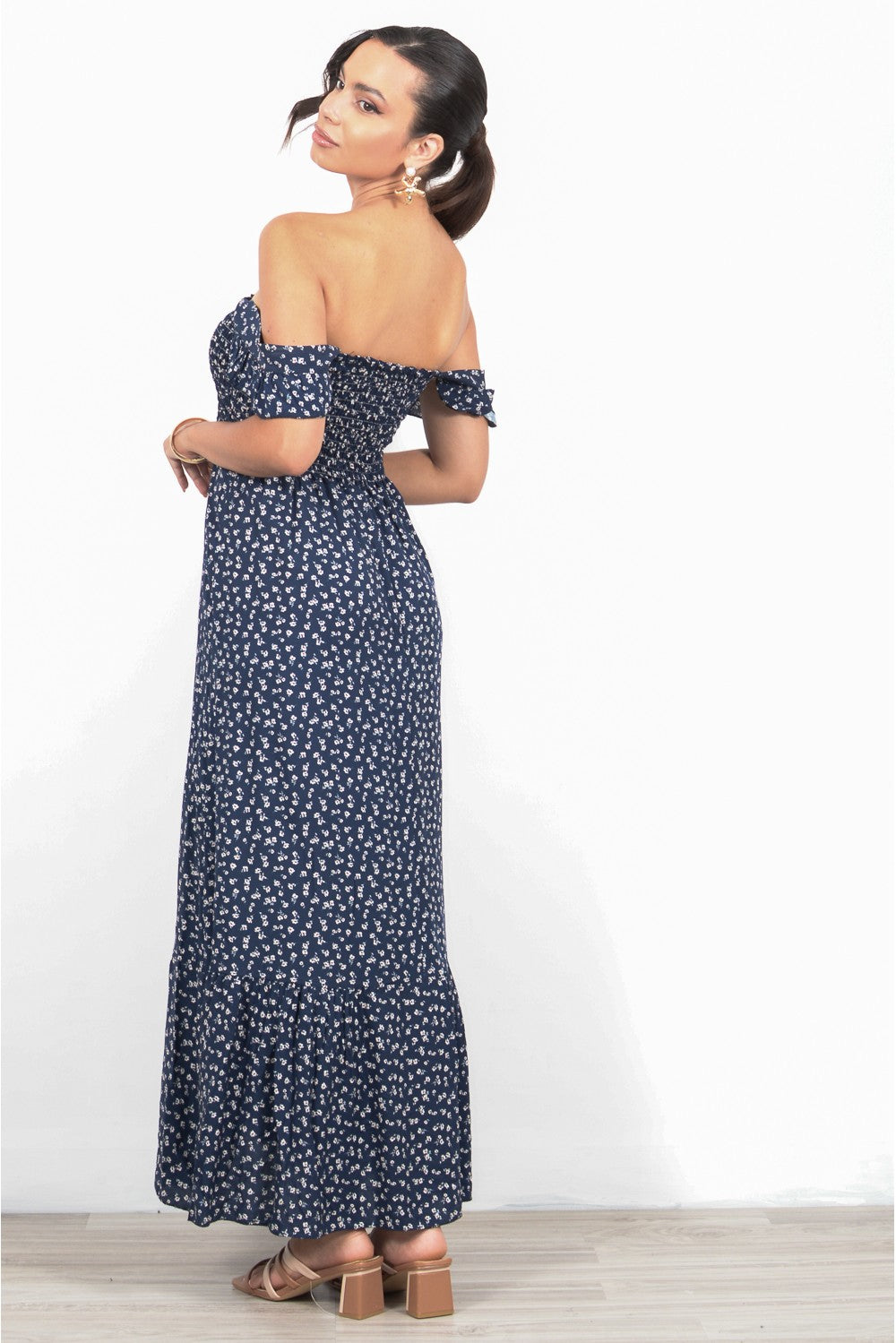 Φόρεμα maxi floral με βολάν