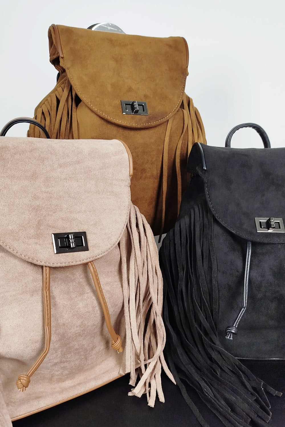 Backpack suede με κρόσσια