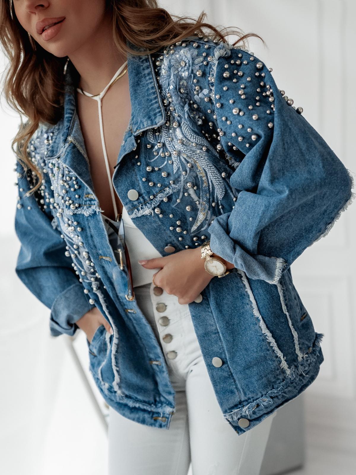 Jacket denim embroidery cotton