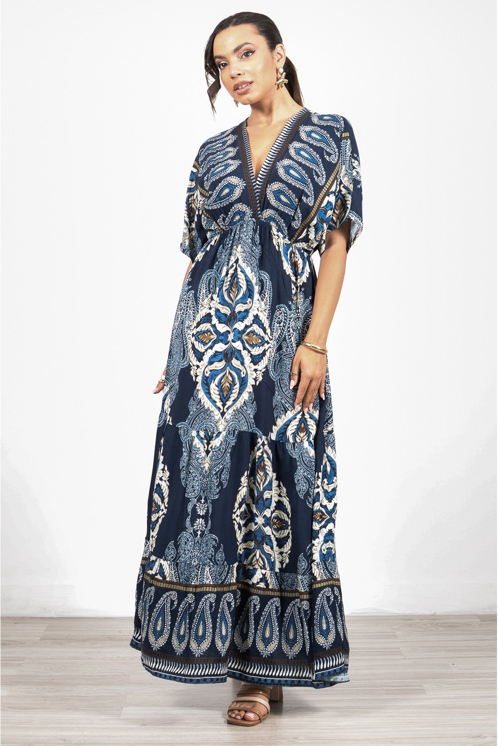Φόρεμα maxi croise λαχούρ printed
