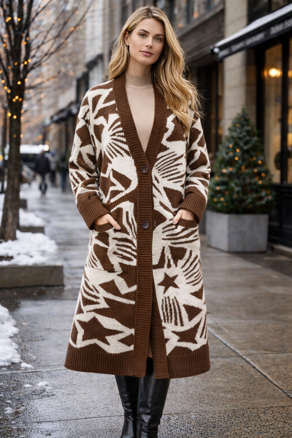 Παλτοζακέτα oversized geometric printed ALEX MAX