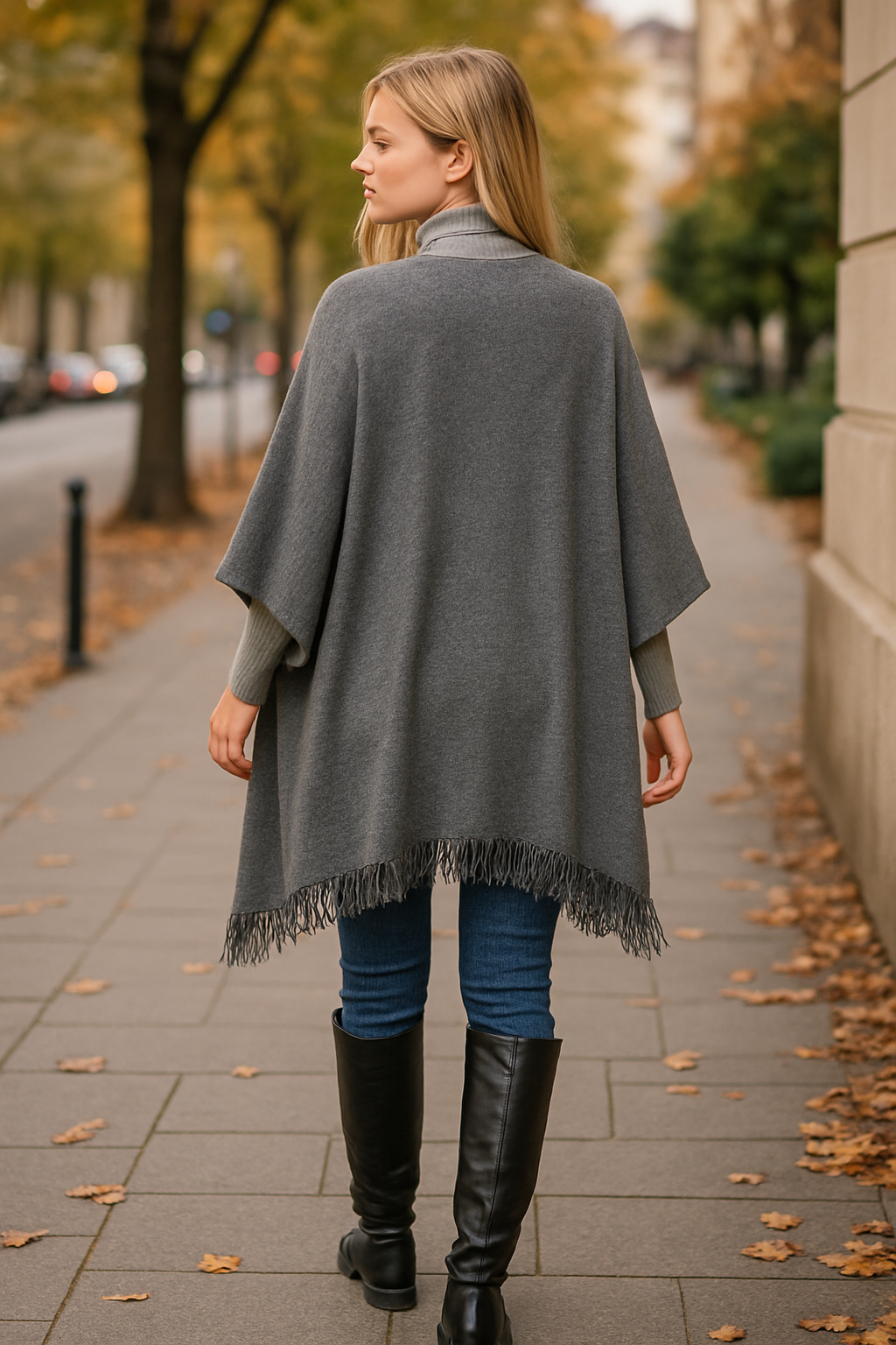 Ζακέτα μακριά πλεκτή με κρόσσια