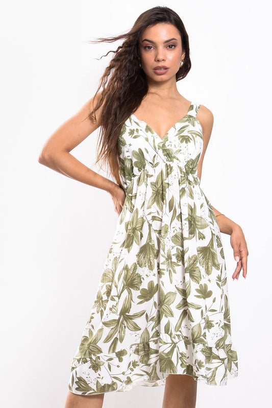 Φόρεμα midi floral printed croise