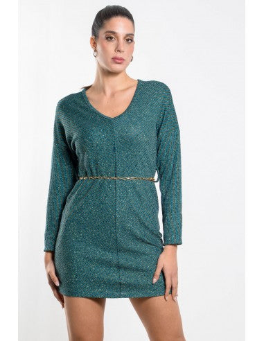 Φόρεμα mini lurex με αλυσίδα