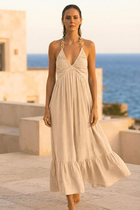 Φόρεμα midi/maxi viscose με αλυσίδα