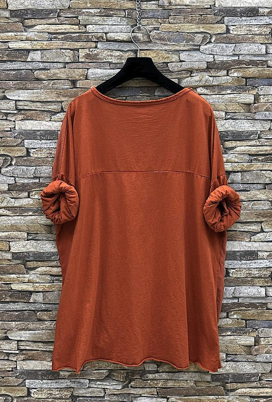 Μπλούζα loose βαμβακολινή detailed