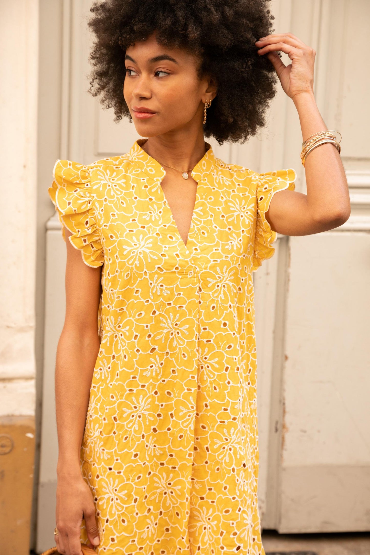 Φόρεμα mini embroidery βαμβακερό