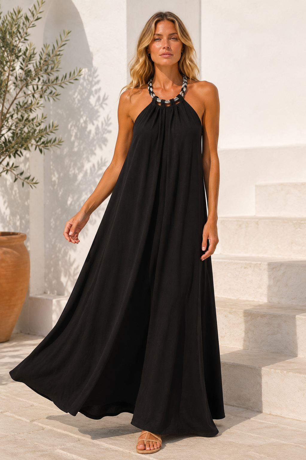 Φόρεμα maxi cocktail detailed