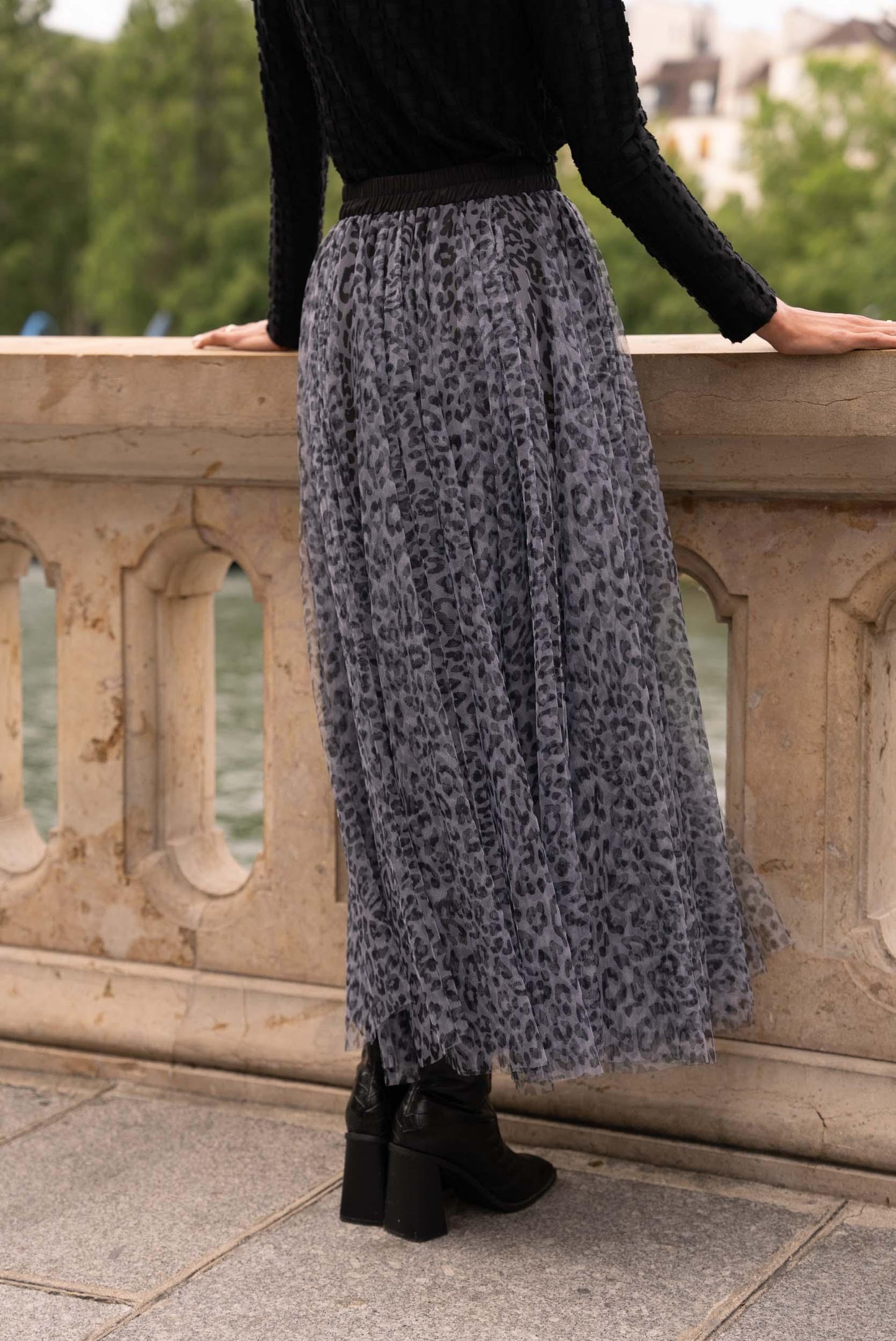 Φούστα maxi τούλινη animal printed