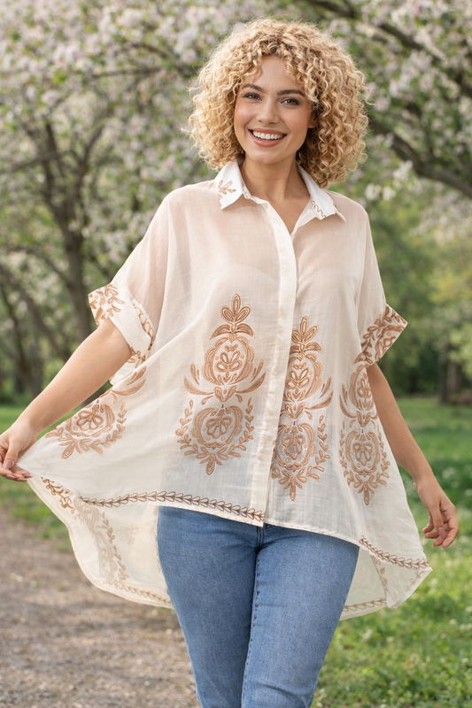 Πουκαμίσα tunic με ethnic τύπωμα