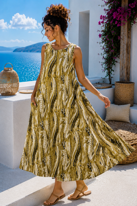 Φόρεμα midi/maxi abstract printed
