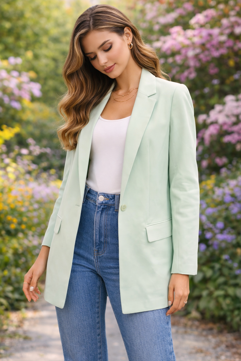 Blazer μονόχρωμο με κουμπί