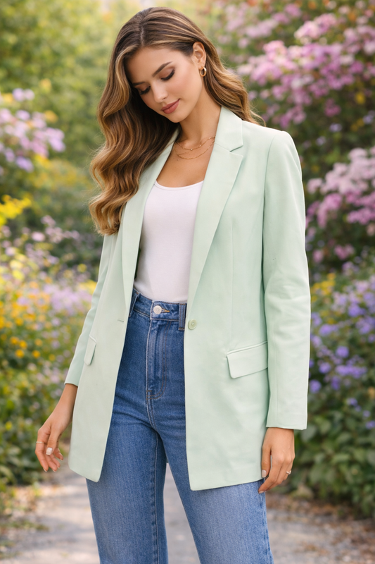 Blazer μονόχρωμο με κουμπί