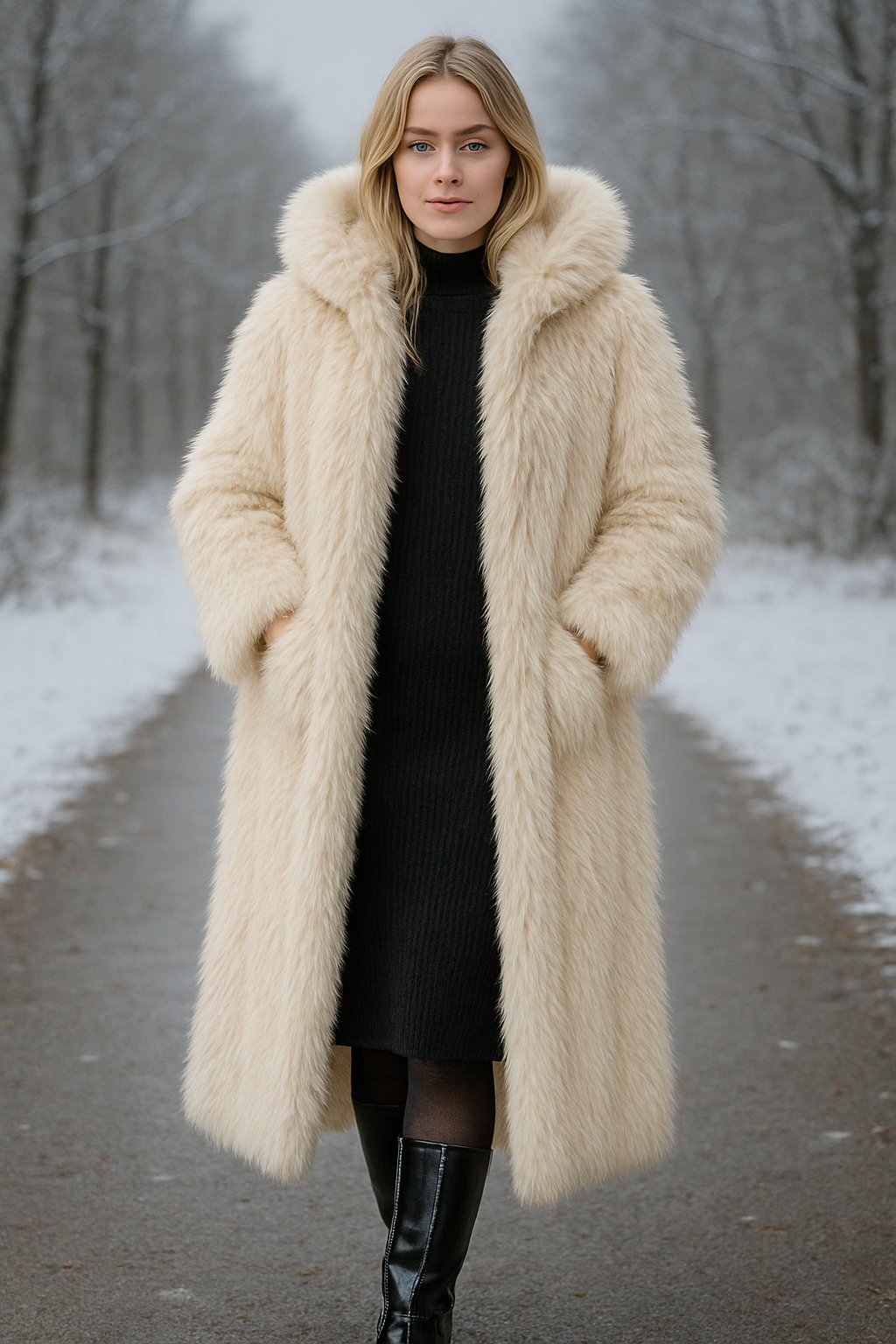 Παλτό γούνινο φουντωτό oversized