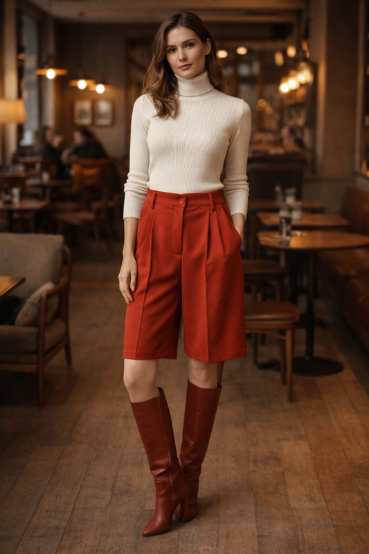 Βερμούδα κρεπ με τσέπες