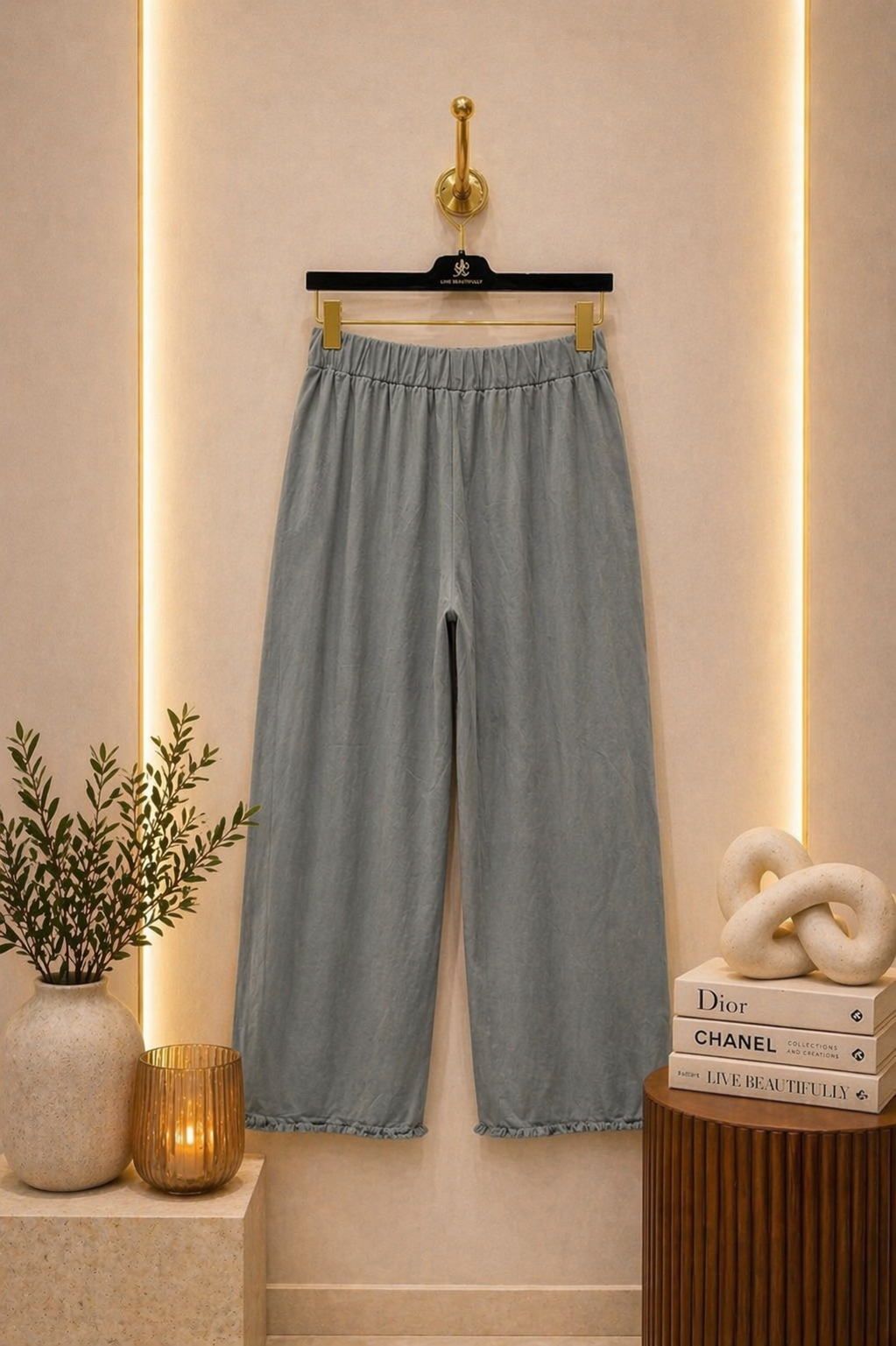 Παντελόνα βαμβακερή μακό με ξέφτια