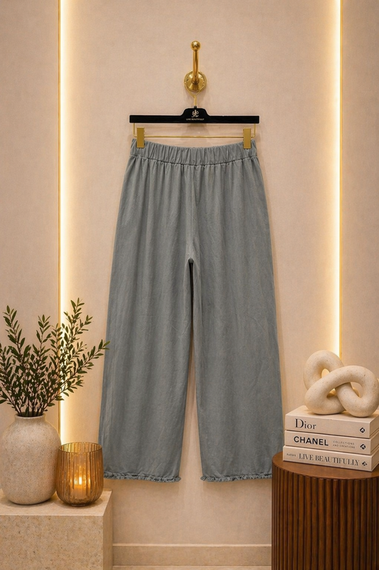 Παντελόνα βαμβακερή μακό με ξέφτια