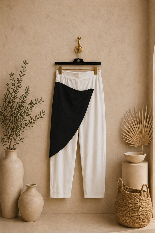 Παντελόνα βαμβακερή με διακοσμητικό φύλλο