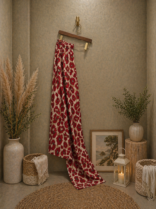 Παντελόνα oversized floral σατινέ