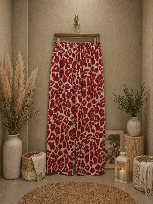 Παντελόνα oversized floral σατινέ