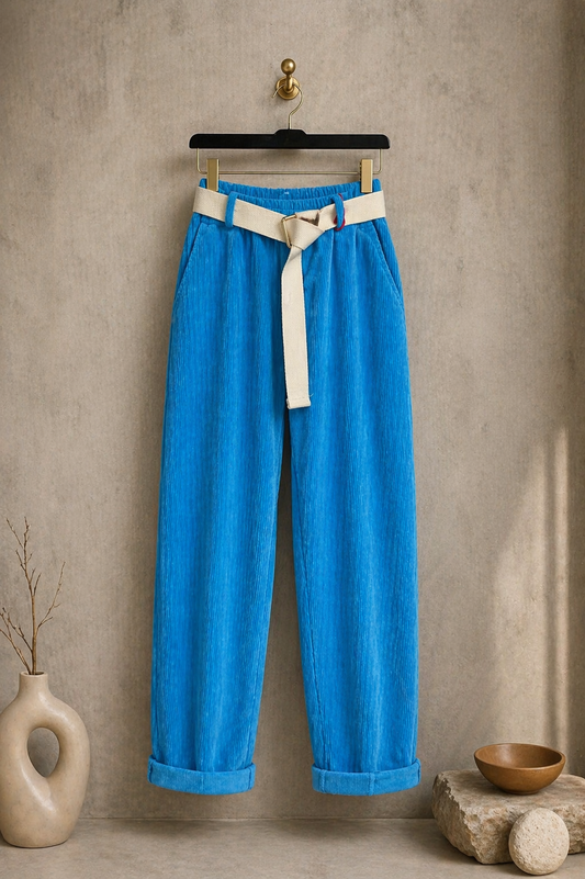 Παντελόνι baggy κοτλέ με ζώνη