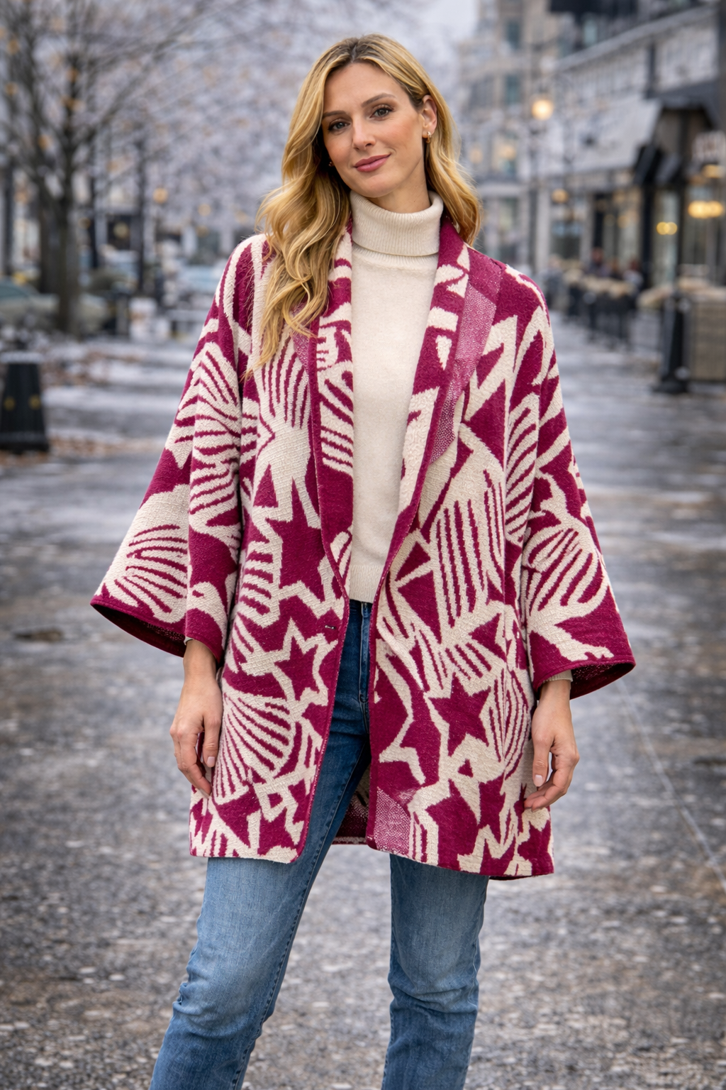 Παλτοζακέτα oversized geometric printed ALEX MAX