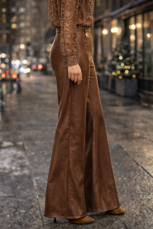 Παντελόνι δερματίνης καμπάνα μεταλλιζέ