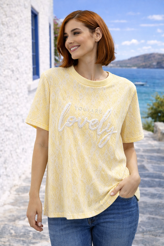 T-Shirt με δανδέλα kai letter prints