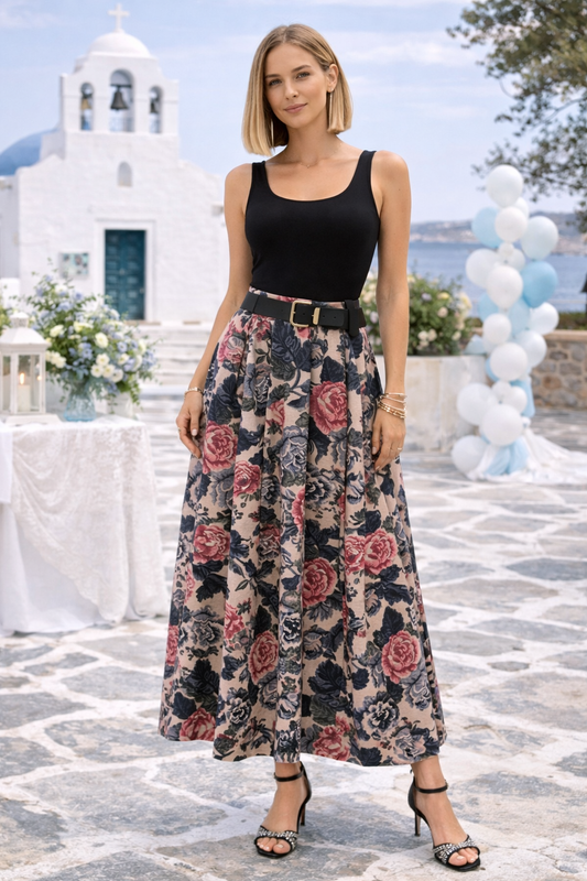 Φούστα maxi floral viscose