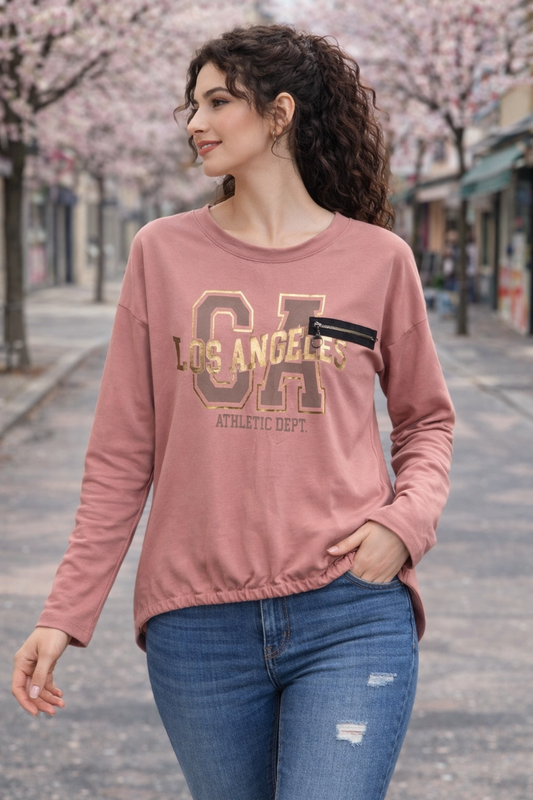 Φούτερ βαμβακερό με στάμπα oversized