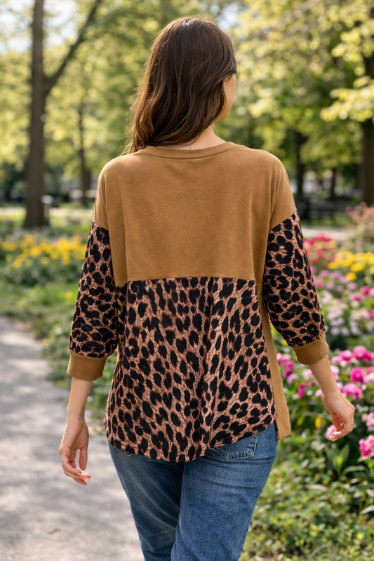Μπλούζα βαμβακερή leopard printed