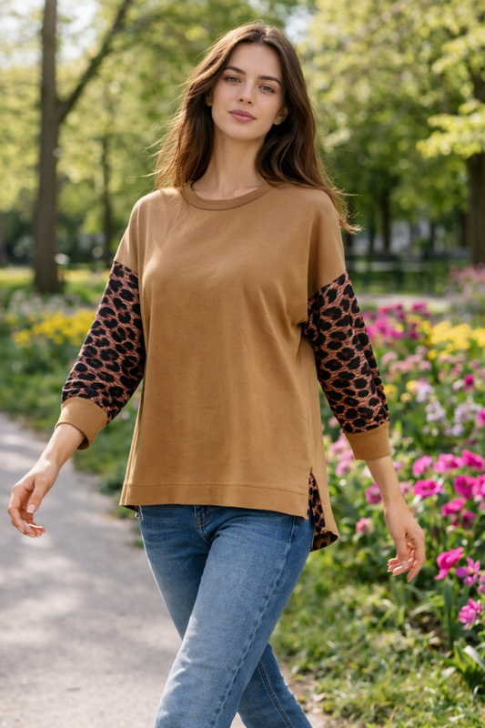 Μπλούζα βαμβακερή leopard printed