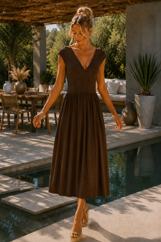 Φόρεμα midi/maxi cotton rib σε Α γραμμή