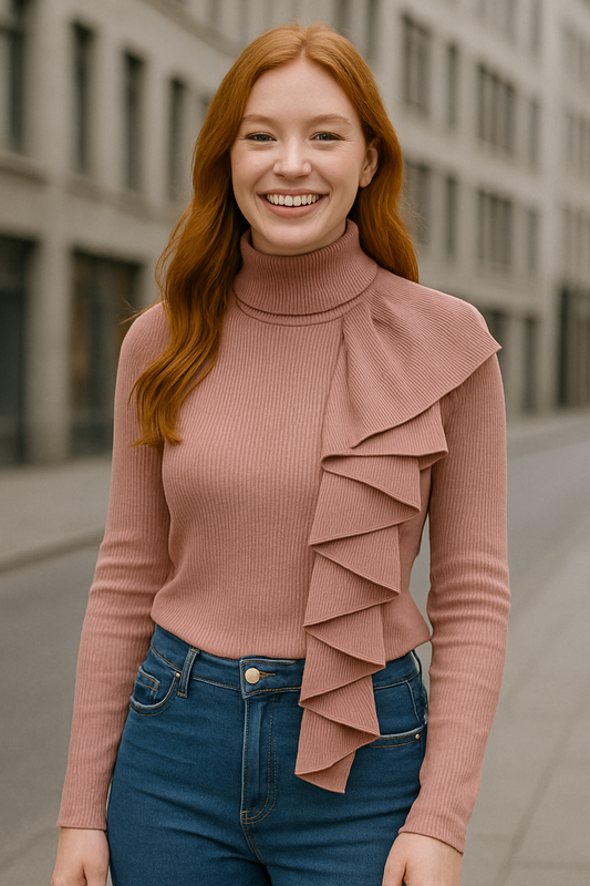 Ζιβάγκο κασμίρ rib με βολάν