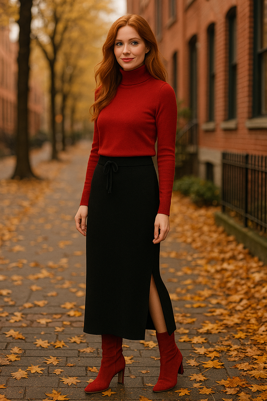 Φούστα maxi πλεκτή με άνοιγμα στο πλάι