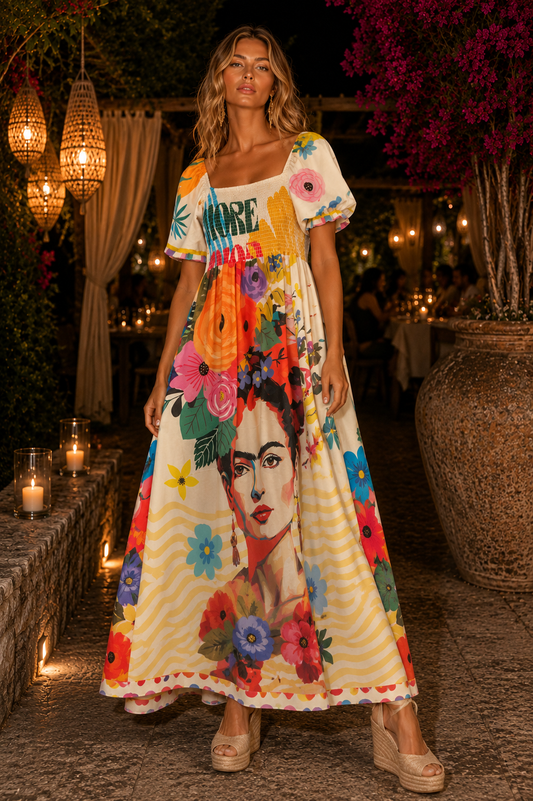 Φόρεμα midi/maxi pop art printed